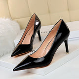 Pointed-Toe Court Shoes with Metallic Heels