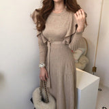 Frill-Sleeve Knit Dress