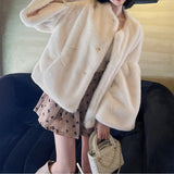 Wide-Sleeve Faux Mink Short Coat