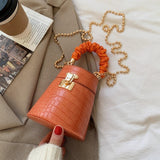 Croc-effect Mini Bucket Bag