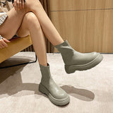 Wide-Sole Flatform Ankle Boots