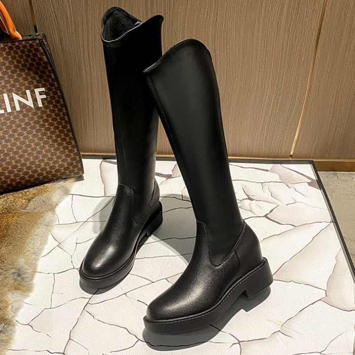 ワイドソールVカットロングブーツ