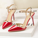 Ankle-Strap Studded Heeled Sandals