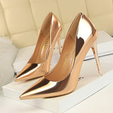 Pointed-Toe Metallic High-Heeled Court Shoes