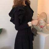 Frill-Sleeve Knit Dress