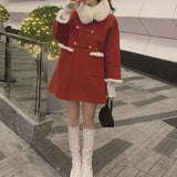 Fur-Collar Double-Breasted Short Coat