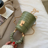Croc-effect Mini Bucket Bag