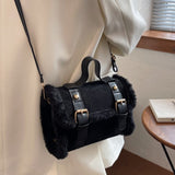 Faux Fur-Trimmed Pillow Bag