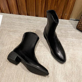 Thick V-Cut Ankle Boots