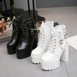 Lace-Up Chunky Heel Boots