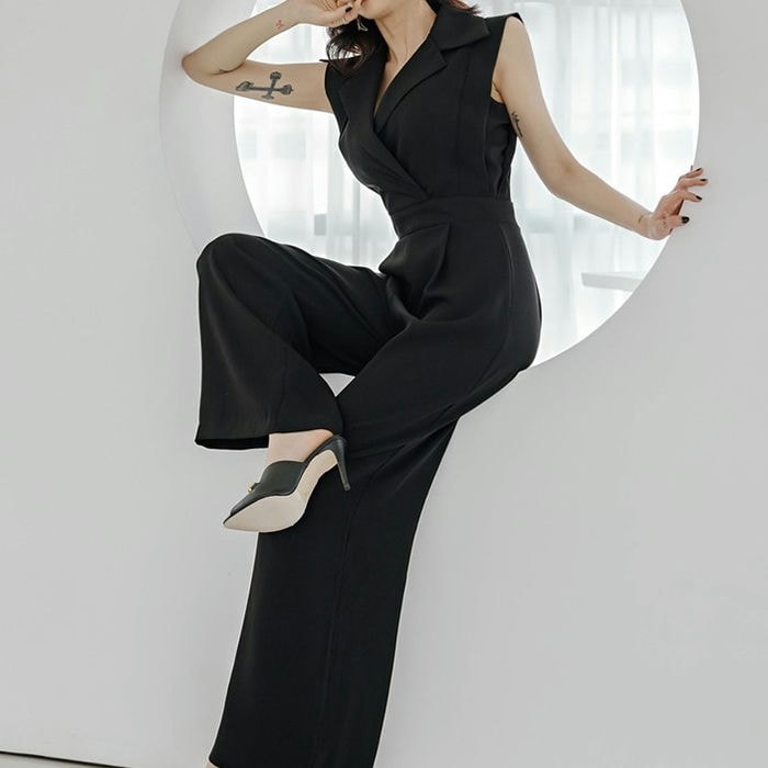 ノースリーブワイドレッグジャンプスーツ