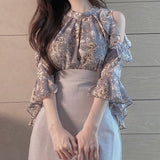 Floral Cold-Shoulder Blouse