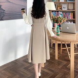 Pleated A-line mock two-piece dress