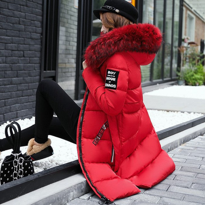 フード付ファーカラースリムダウンコート