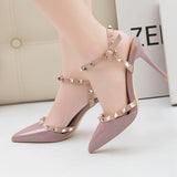 Ankle-Strap Studded Heeled Sandals