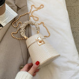 Croc-effect Mini Bucket Bag