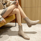 Thick V-Cut Ankle Boots