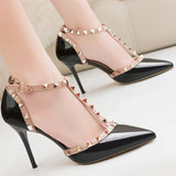 Single-Strap Rivet-Trim Cut-Out Court Shoes