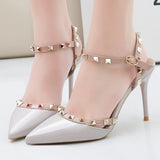 Ankle-Strap Studded Heeled Sandals