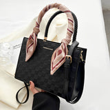 Braided-Handle Bag with Scarf