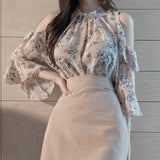 Floral Cold-Shoulder Blouse
