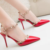 Ankle-Strap Studded Heeled Sandals