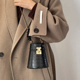 Croc-effect Mini Bucket Bag