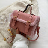 Faux Fur-Trimmed Pillow Bag