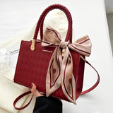 Braided-Handle Bag with Scarf