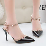 Ankle-Strap Studded Heeled Sandals