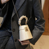 Croc-effect Mini Bucket Bag