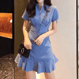 Fishtail zip-up dress