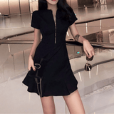 Fishtail zip-up dress