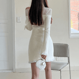 Sheer Rib-Knit Dress