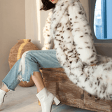 Cashmere-Blend Leopard-Print Fur Coat