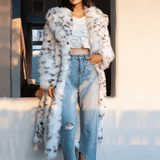 Cashmere-Blend Leopard-Print Fur Coat