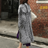 Grey Faux Fur Long Coat