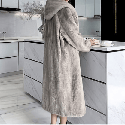 foxey グレー ミンクファー付き グレーコート FOXEY(ロングコート)の foxey グレー ミンクファー付き グレーコート FOXEY(ロングコート)の
