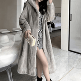 Grey Faux Mink Fur Coat