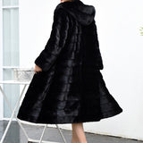 Stylish Faux Mink Long Coat