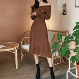 Off-shoulder Rib-knit Dress