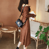 Off-shoulder Rib-knit Dress