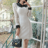 White Lace Contrast Dress