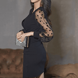 Heart-Neck Polka-Dot Dress