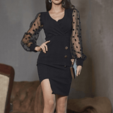 Heart-Neck Polka-Dot Dress