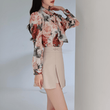 Floral Chiffon Blouse & Skirt Co-ord Set