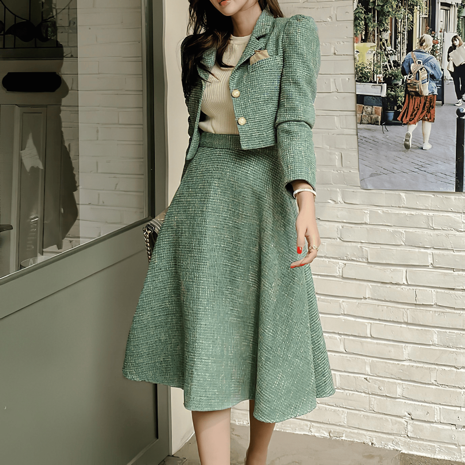 グリーンジャケット+タイトスカートセットアップ – panchapancha