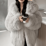 Fox-Style Faux Fur Hooded Coat