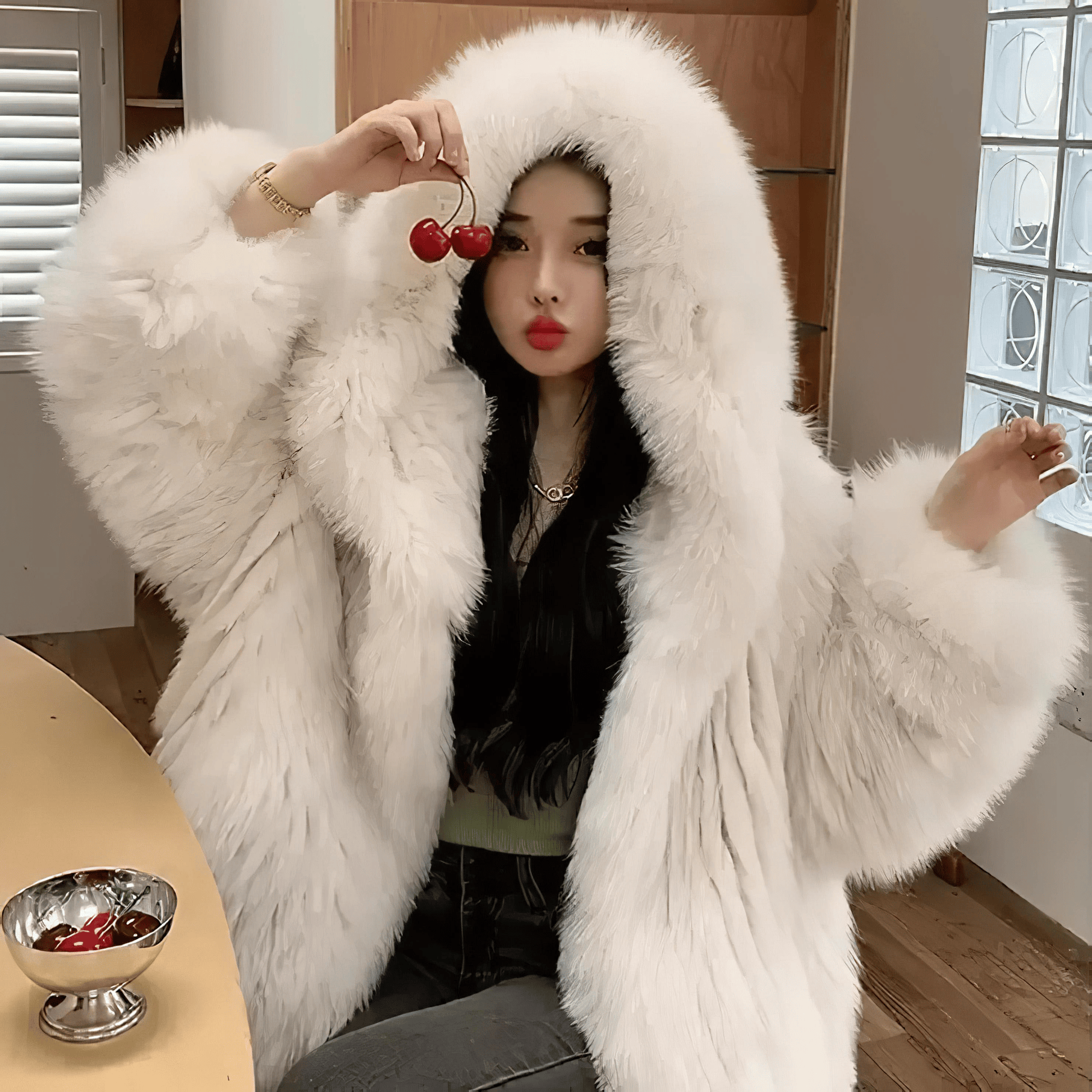 フォックス風フェイクファーフードコート – panchapancha フォックス風フェイクファーフードコート – panchapancha