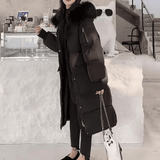 Long down coat with fur hood